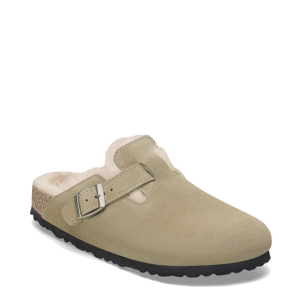 Birkenstock Women s Boston Shearling Suede Leather Clog Taupe