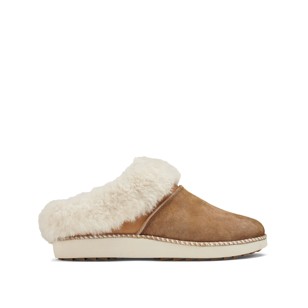 OluKai Women s Ku i Shearling Lined Slip On Clog Slipper in Tan