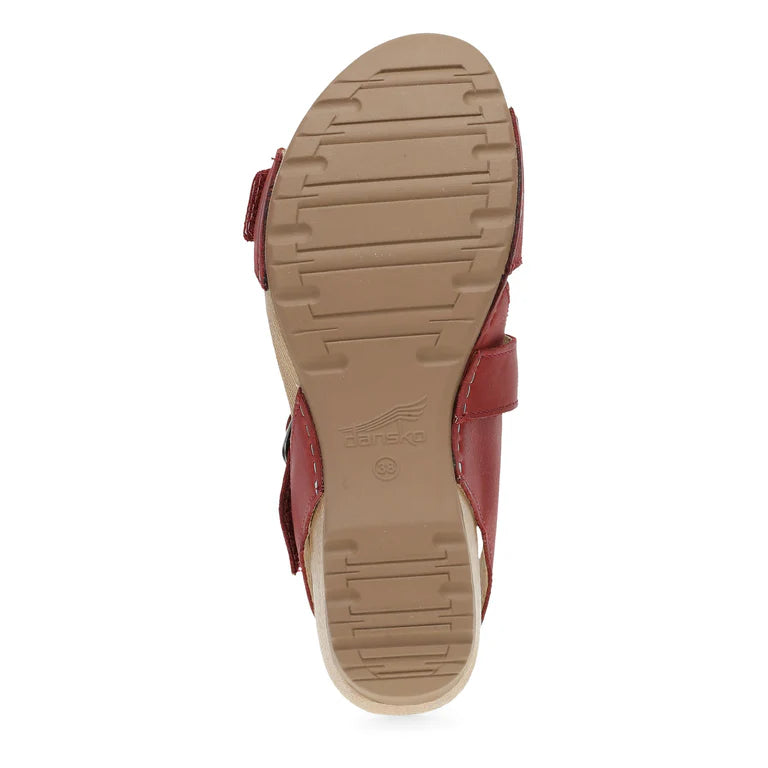 Dansko Women's Trinity Heeled Sandal in Cayenne Burnished Nubuck