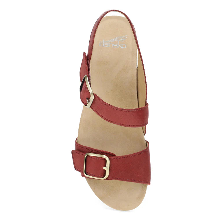 Dansko Women's Trinity Heeled Sandal in Cayenne Burnished Nubuck