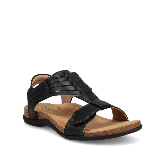 Taos Women's Wonderful Woven Leather Sandal in Black