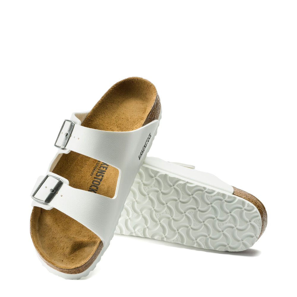 Top-down and bottom view of Birkenstock Arizona Birko-Flor Sandal for unisex.