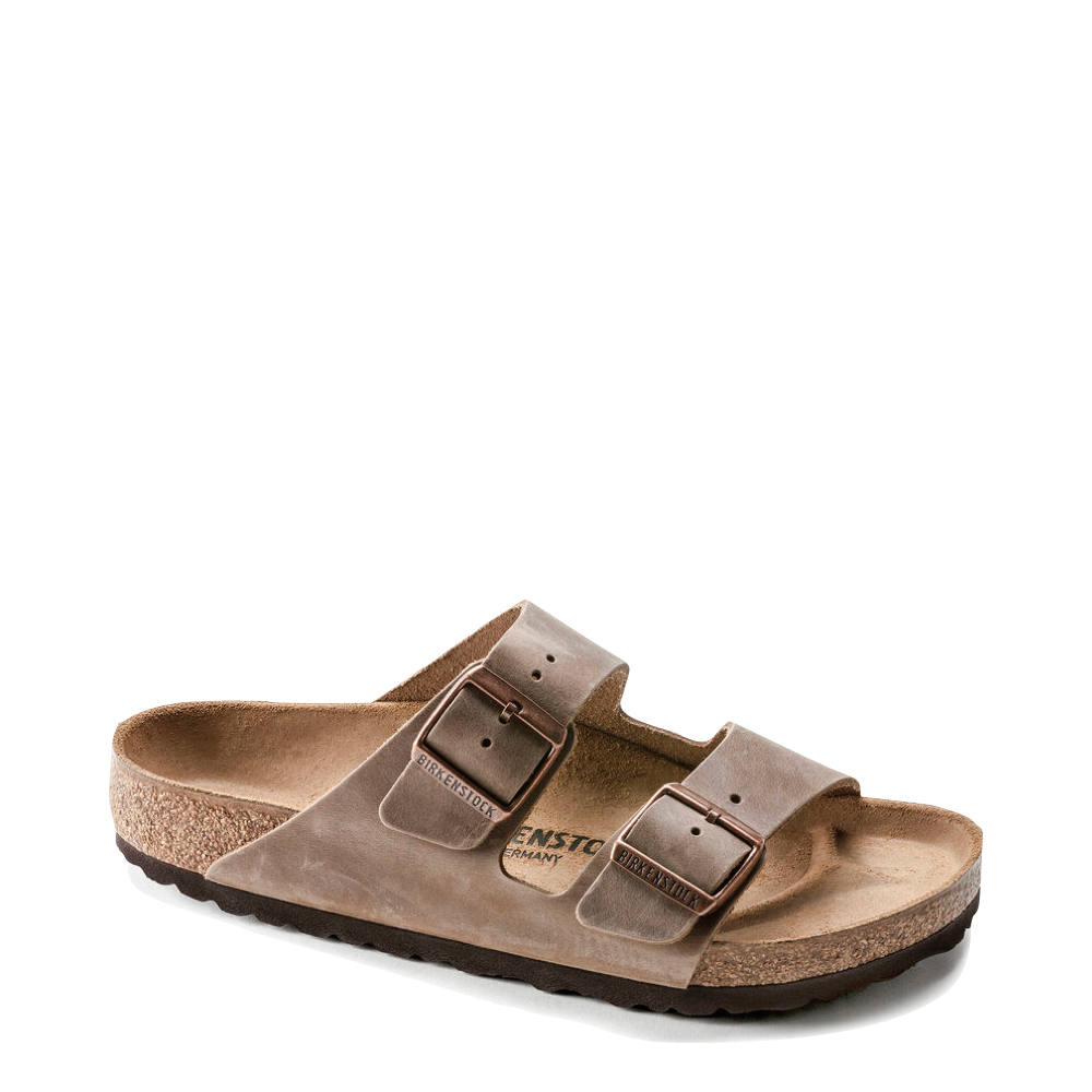 Toe view of Birkenstock Arizona Oiled Leather Soft Footbed Sandal for unisex.