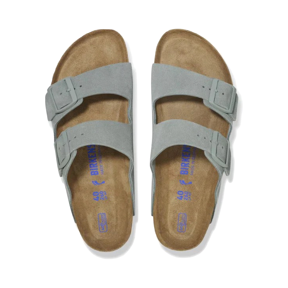 Top-down view of Birkenstock Arizona Suede Soft Footbed Sandal.