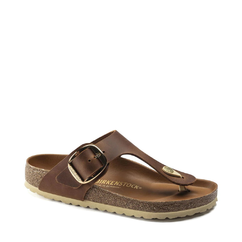 Toe view of Birkenstock Gizeh Oiled Leather Big Buckle Sandal for women.