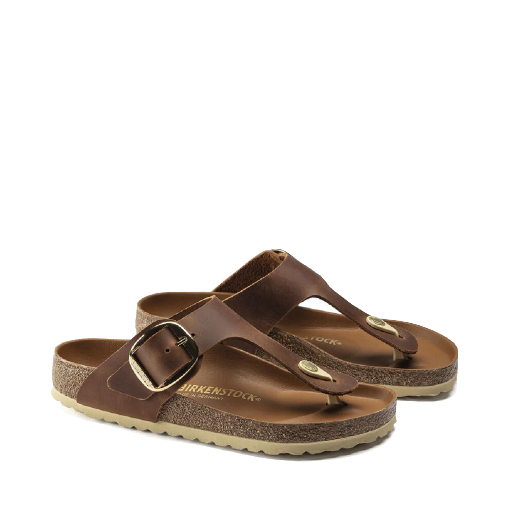 Toe view of Birkenstock Gizeh Oiled Leather Big Buckle Sandal for women.