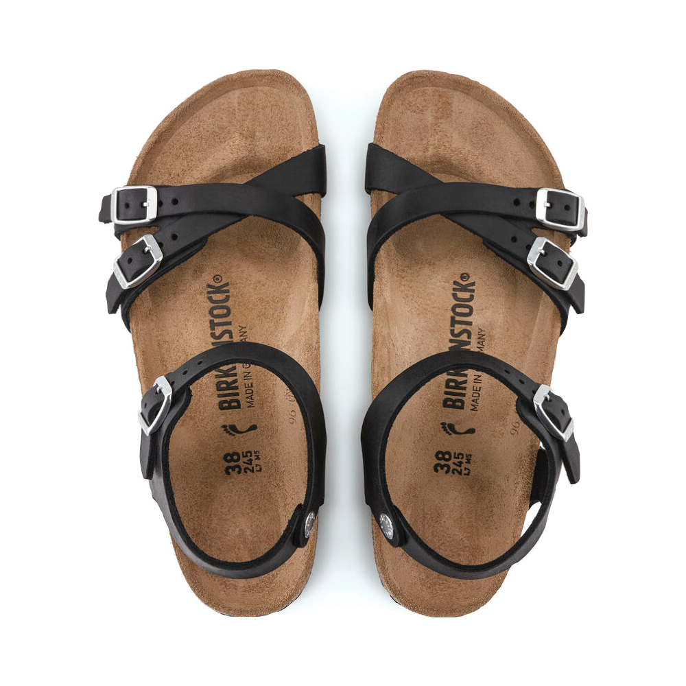 Top-down view of Birkenstock Kumba Oiled Leather Strap Sandal for women.