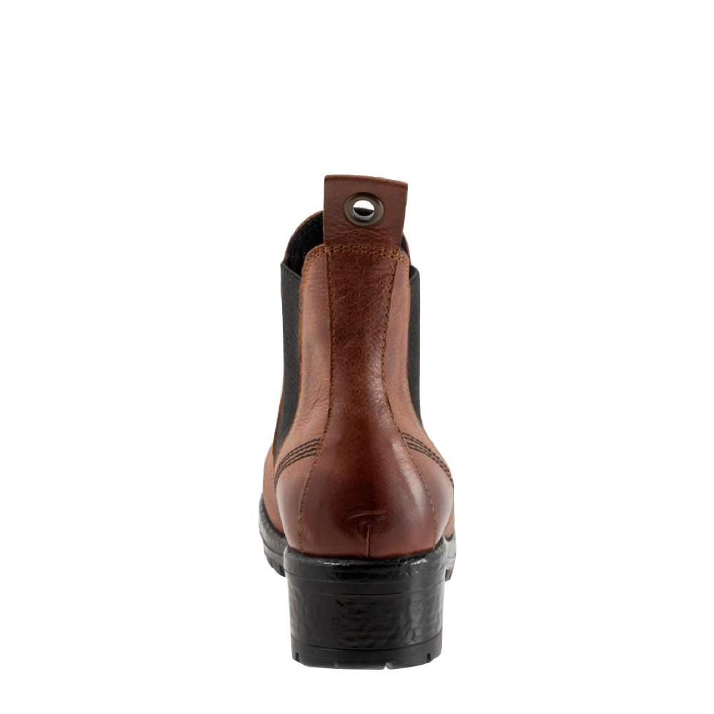 Back view of Bueno Florida Leather Pull On Heeled Chelsea Boot for women.