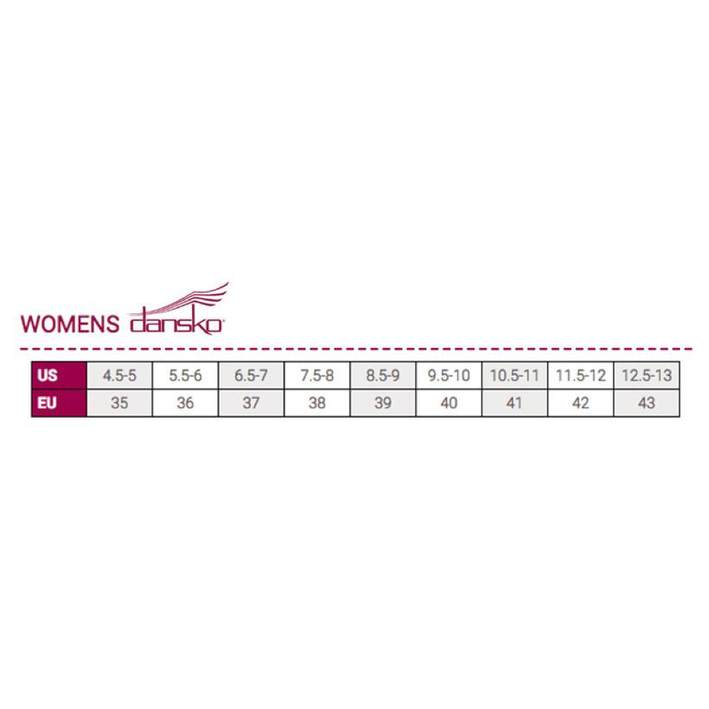 Dansko sizing chart.