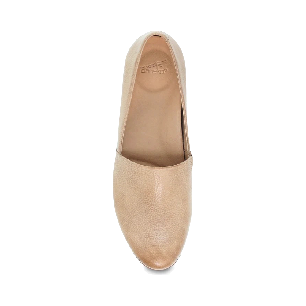 Top-down view of Dansko Larisa Leather Flat Slip On Loafer for women.