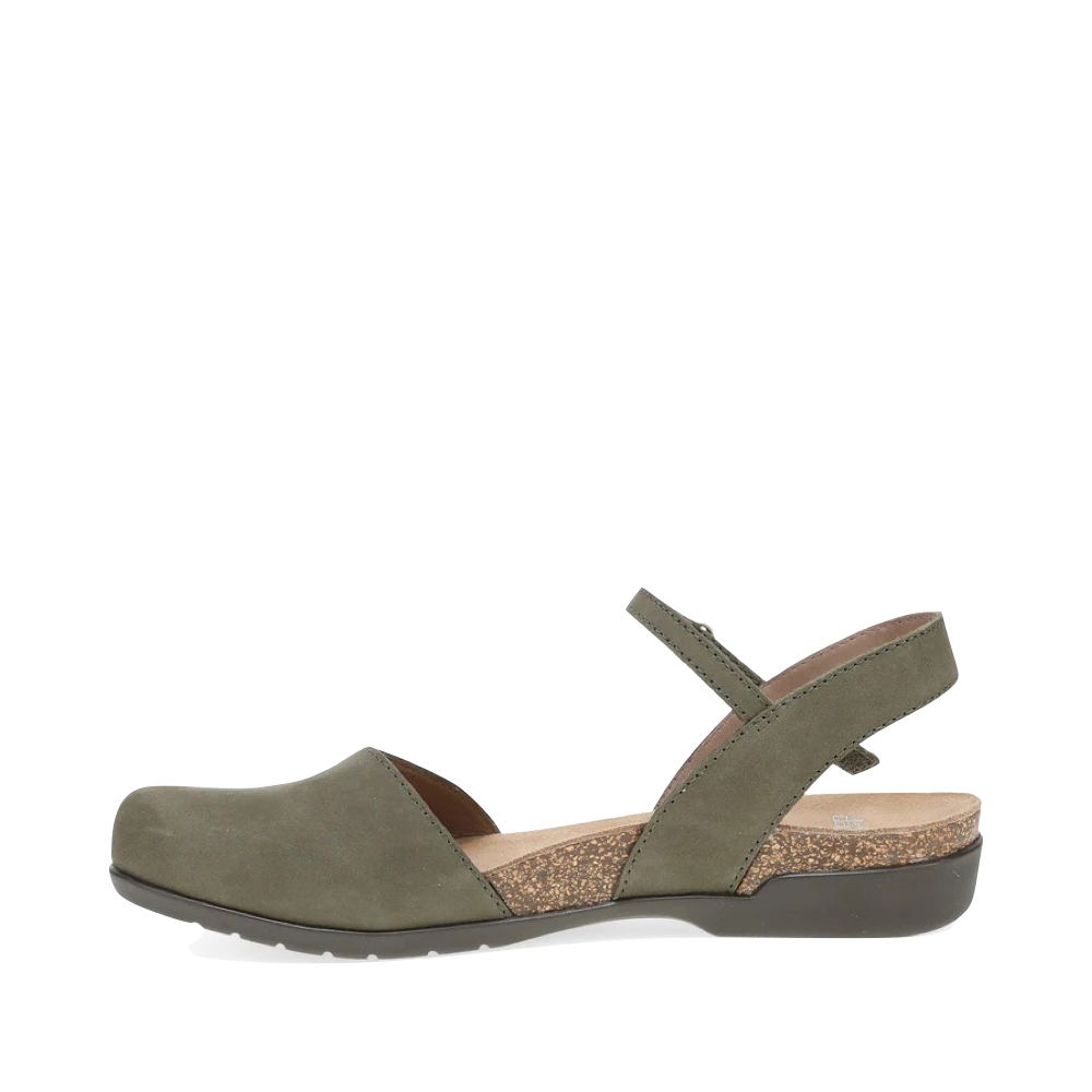 Side (left) view of Dansko Rowan Closed Toe Sandal for women.