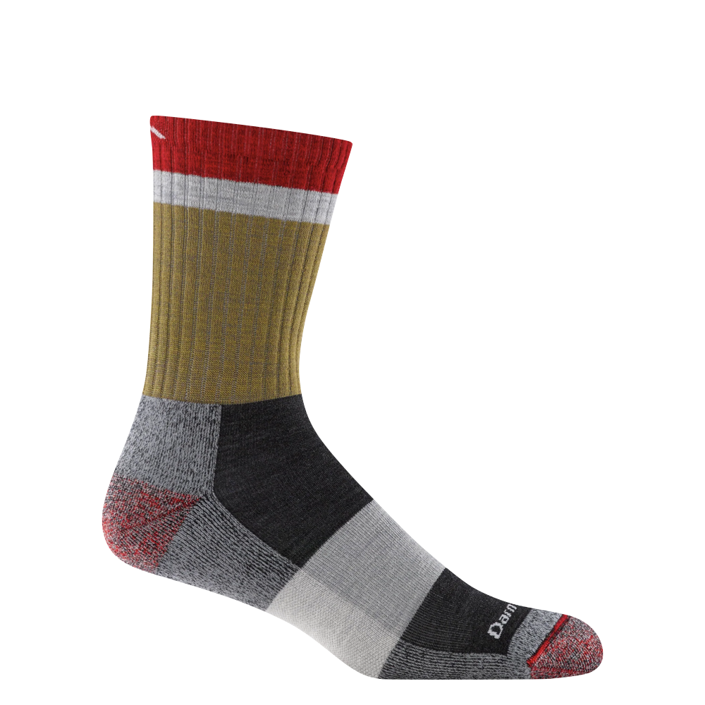 Side (right) view of Darn Tough Heady Stripe Micro Crew Lightweight Hiking Sock for men.