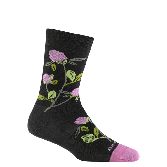 Side (right) view of Darn Tough Blossom Crew Lightweight Lifestyle Sock for women.