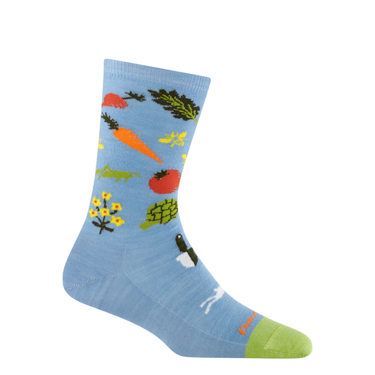 Side (right) view of Darn Tough Farmers Market Crew Lightweight Lifestyle Sock for women. 