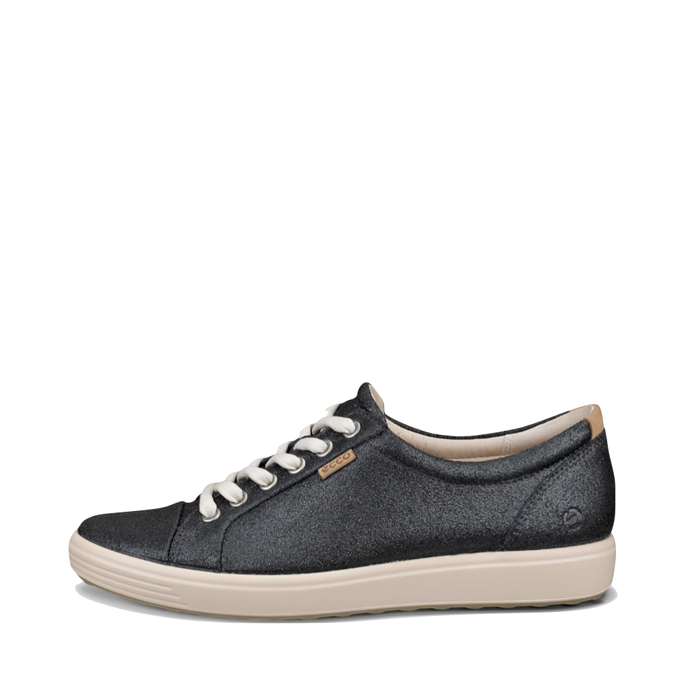 Side (left) view of Ecco Soft 7 Leather Lace Sneaker for women.