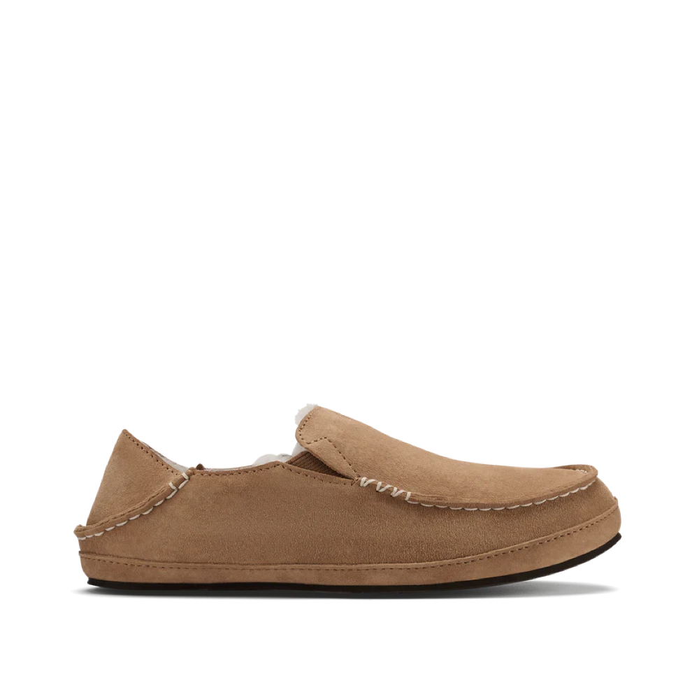 Side (right) view of OluKai Nohea Shearling Lined Slipper for women.