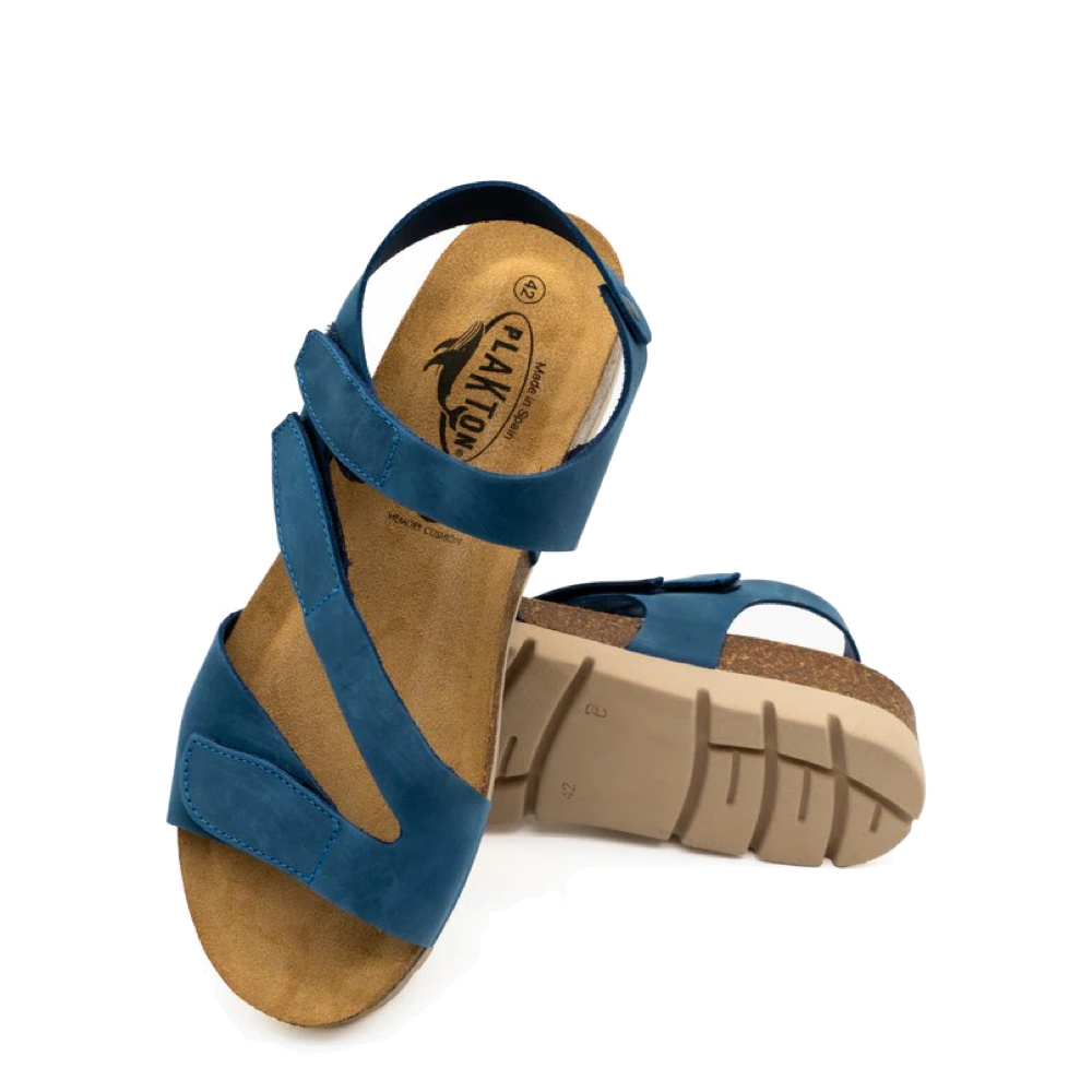 Top-down and bottom view of Plakton Jane Sandal for women.