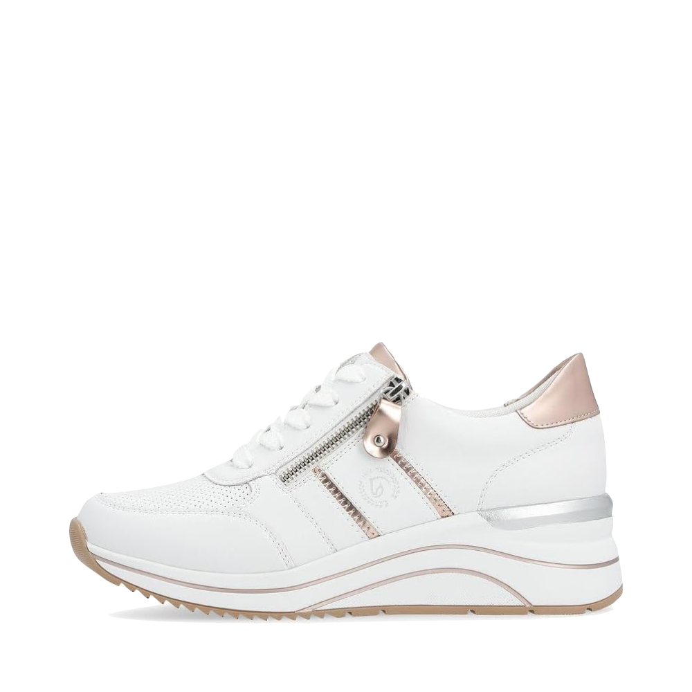 Side (left) view of Remonte Eleni 04 Wedge Sneaker for women.