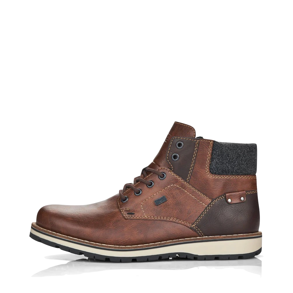 Side (left) view of Rieker Ronnie 25 Waterproof Lace Boot for men.