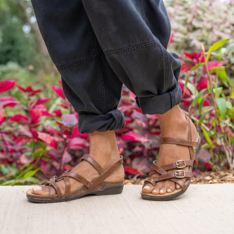 Dansko Women's Roslyn Strappy Leather Sandal in Tan Waxy