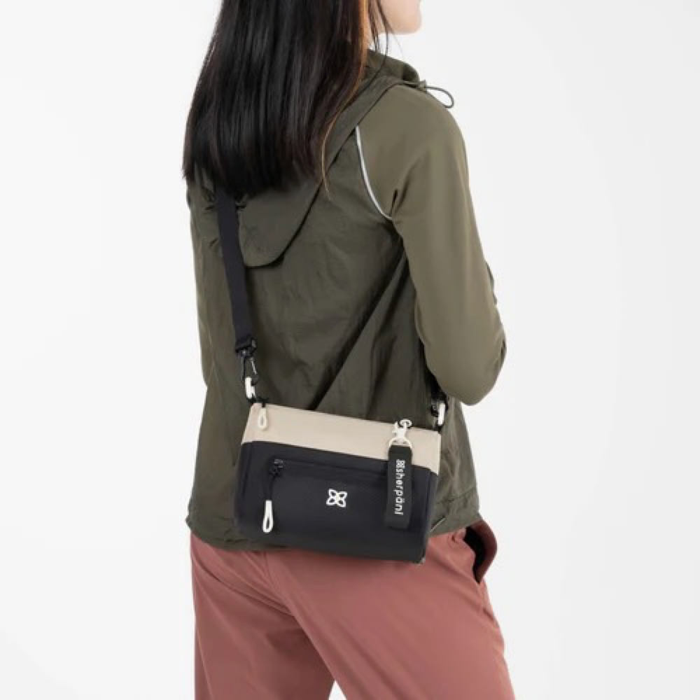 Model view of Sherpani Sky Mini Crossbody Shoulder Bag.