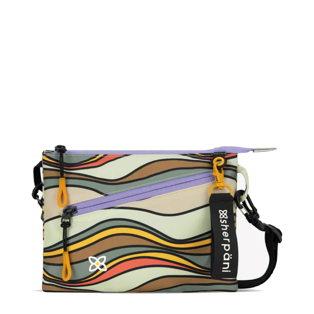 Front view of Sherpani Zoom Dual Pouch Crossbody Bag.