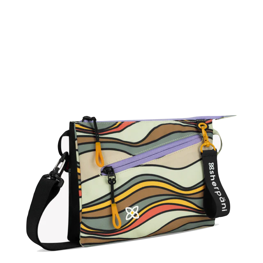 Front view of Sherpani Zoom Dual Pouch Crossbody Bag.