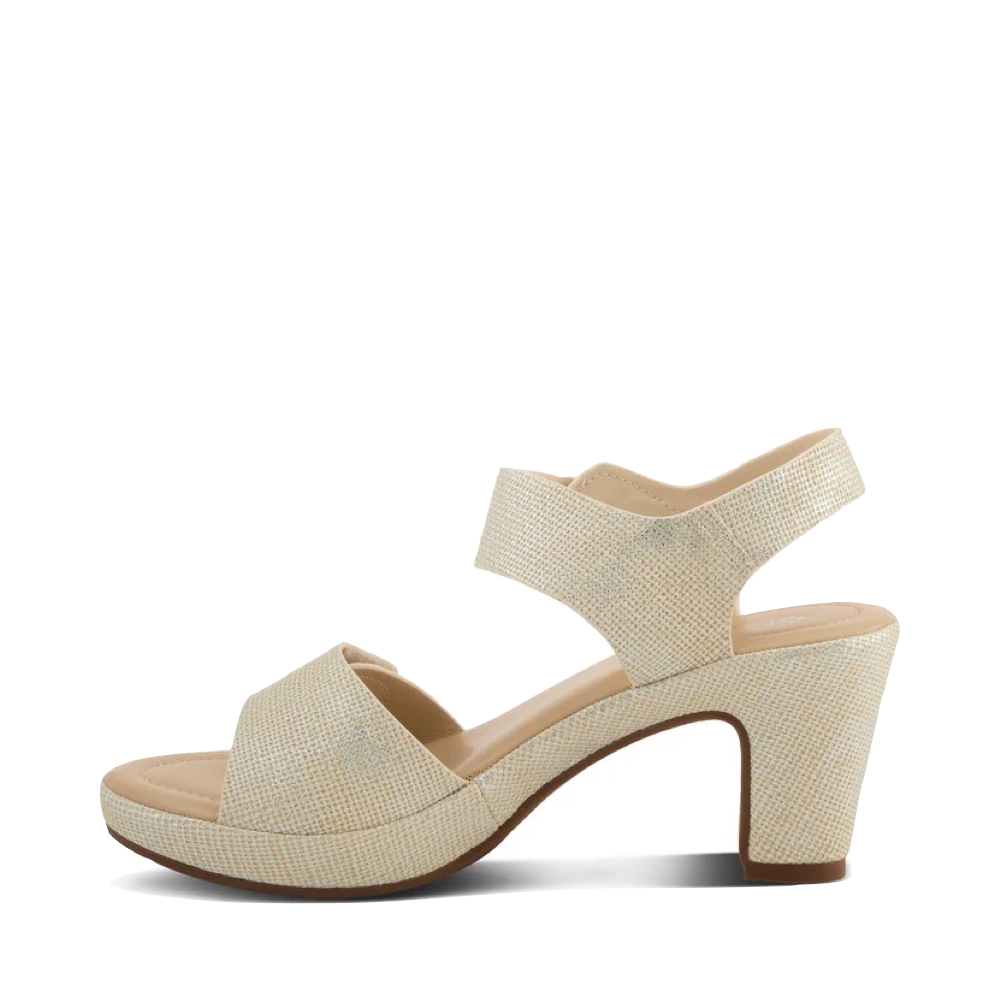 Side (left) view of Spring Step Dade Woven Heeled Sandal for women.