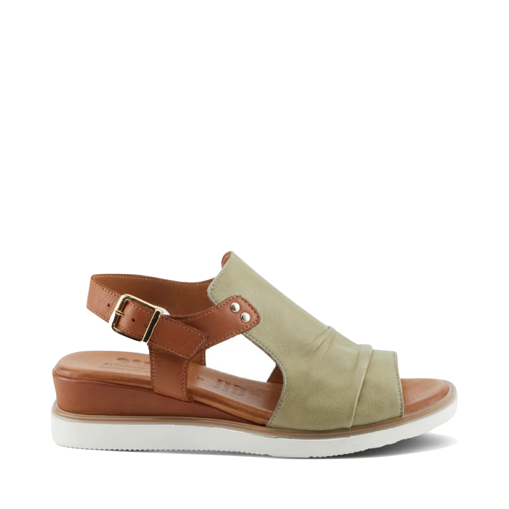 Side (right) view of Spring Step Locals Wedge Sandal for women.