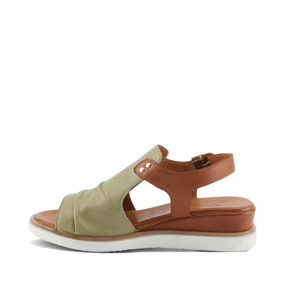 Side (left) view of Spring Step Locals Wedge Sandal for women.