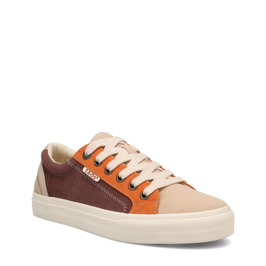 Mudguard and Toe view of Taos Plum Soul Canvas Lace Sneaker for women.