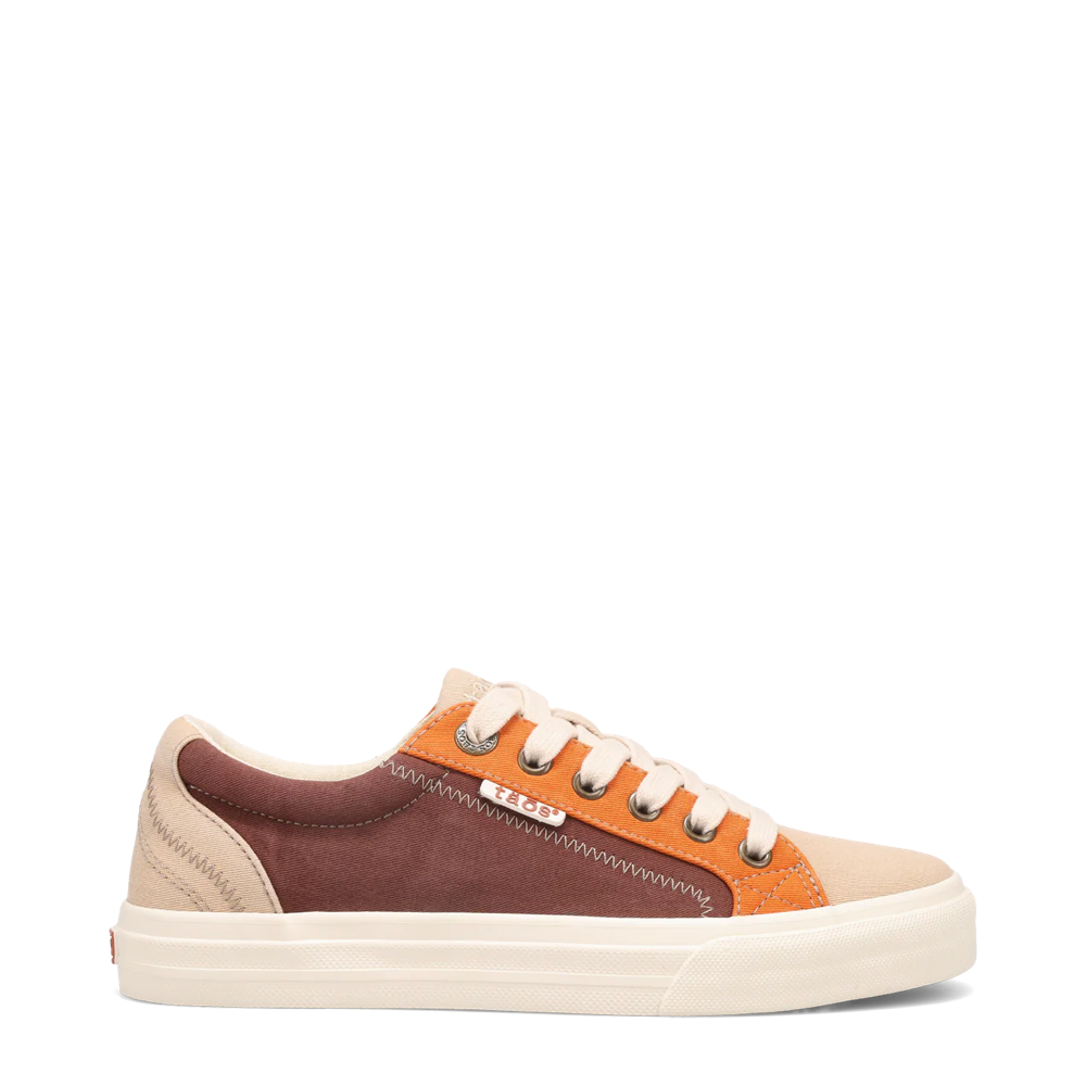 Side (right) view of Taos Plum Soul Canvas Lace Sneaker for women.