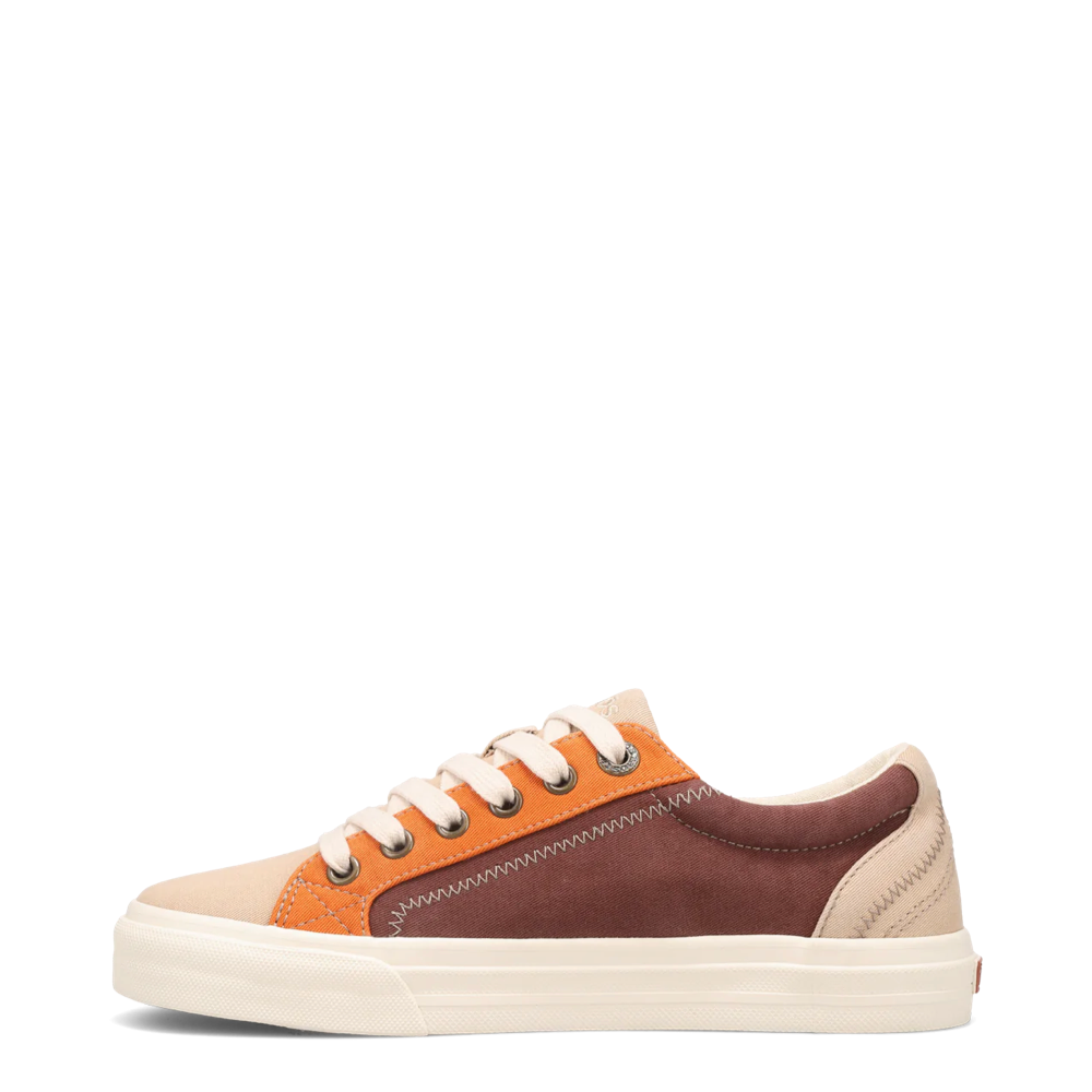 Side (left) view of Taos Plum Soul Canvas Lace Sneaker for women.