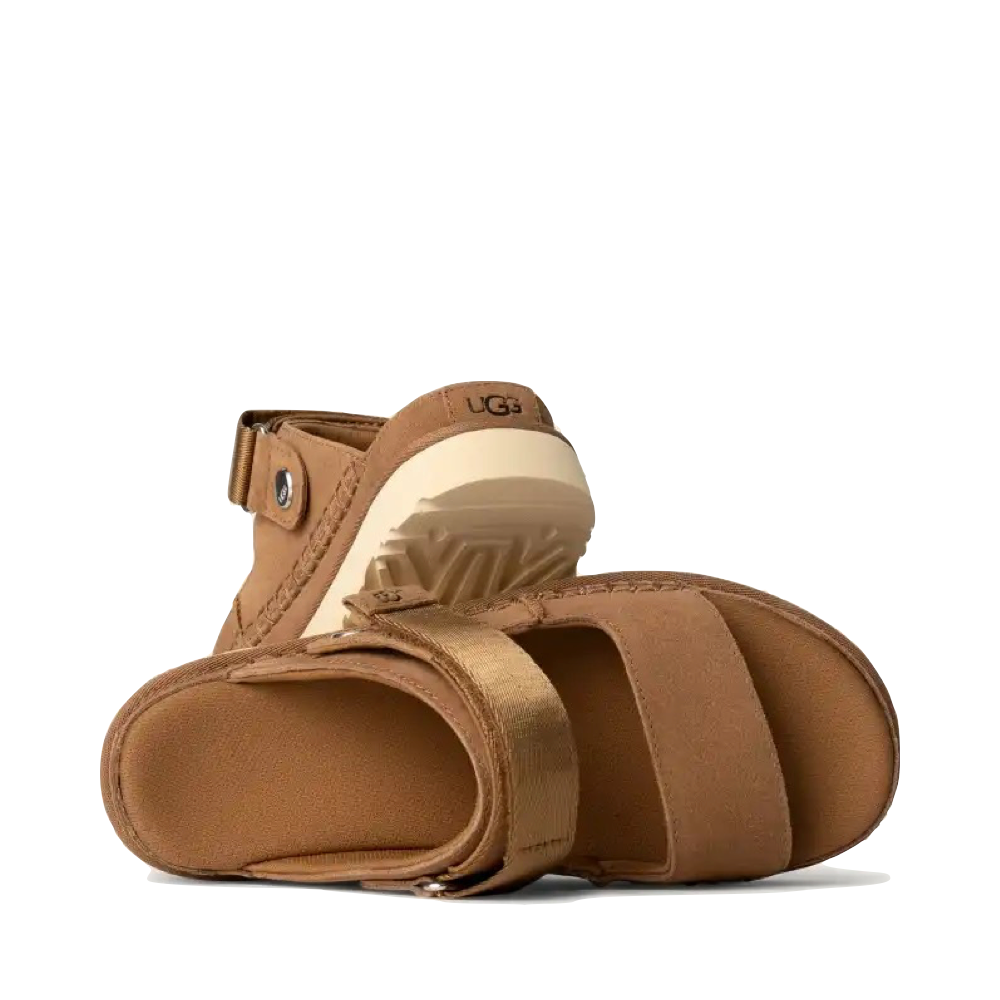 Top-down view of Ugg GoldenGlide Convertible Back Strap Sandal for women.