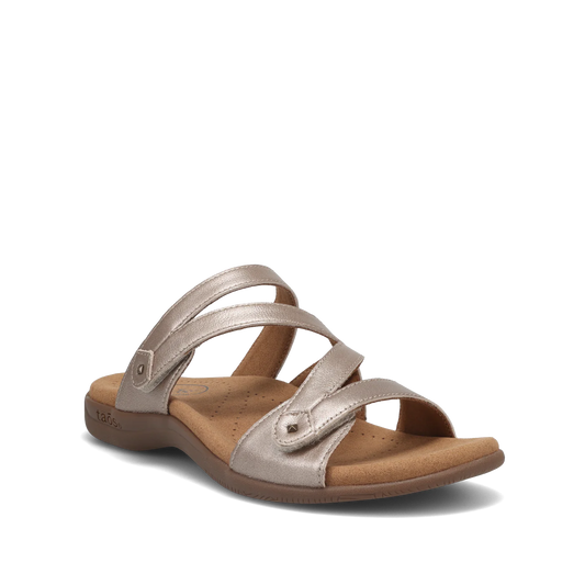 Taos Women's Double U Adjustable Strap Slide Sandal in Champagne