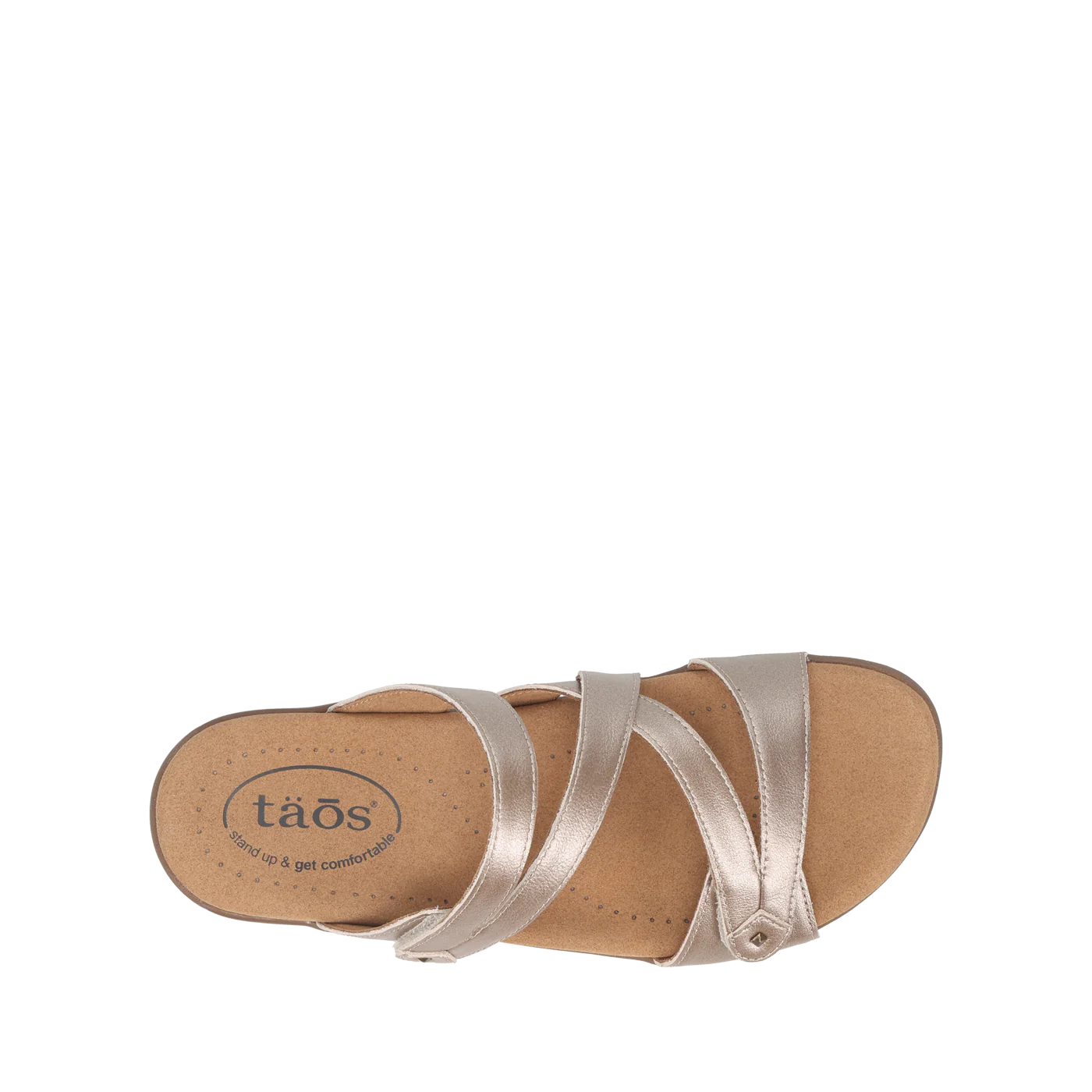 Taos Women's Double U Adjustable Strap Slide Sandal in Champagne